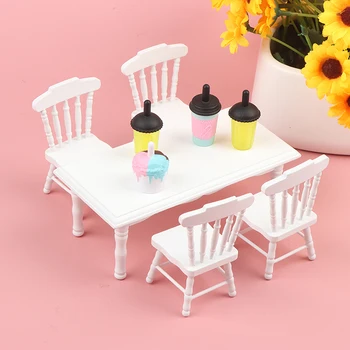 1: 12 Dollhouse Mini Ahşap yemek masası Sandalye mutfak mobilyası Modeli Dekor Oyuncak bebek evi minutures mini mobilya