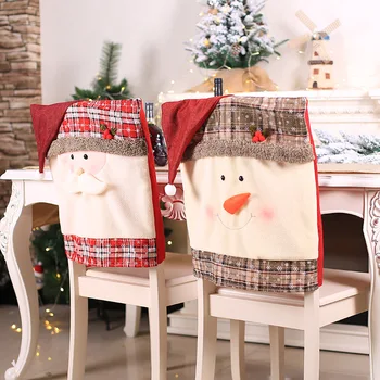 1 ADET noel sandalyesi Kapak Yeni Yıl Partisi Malzemeleri Noel Navidad 2023 Ev Dekorasyon Noel Baba Şapka Kardan Adam