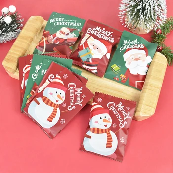 100 adet Merry Christmas Sıcak Mühür Çerez Çanta El Yapımı Şeker Bisküvi paket ambalaj Noel Yeni Yıl Partisi Dekoru Çocuklar Hediye Favor