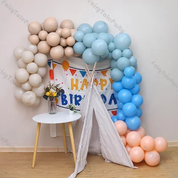 125 adet Doğum Günü Partisi Balon Garland Kiti Mat Açık Mavi Tozlu Mavi Şeftali Balon Kemer Bebek Duş Düğün Gelin Duş Dekor