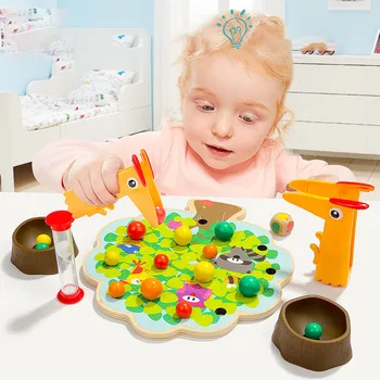 2019 yeni ahşap kuş yeme meyve sandviç çocuk kurulu bulmaca oyun oyunu küçük oyuncaklar ebeveyn-çocuk interaktif oyun oyuncaklar