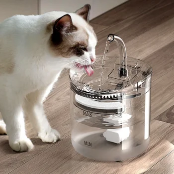 2L Akıllı Kedi su çeşmesi Musluk ile Köpek su sebili Şeffaf Tiryakisi Pet İçme Filtreleri Besleyici Hareket Sensörü
