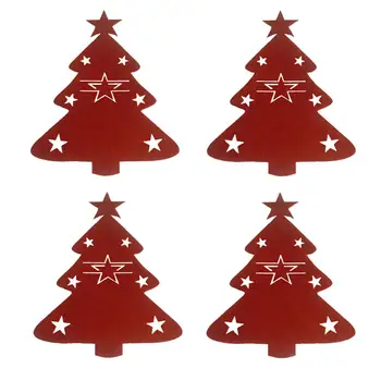 4 ADET Noel Ağacı Çatal Çanta Benzersiz Zarif çatal bıçak kabı Organizatör Noel Masa Bıçak Çatal Tutucu Parti Dekorasyon