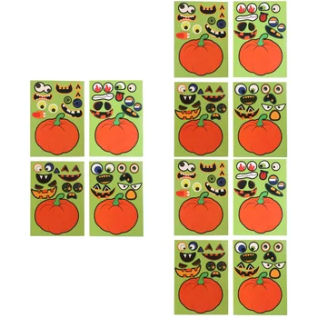 48 Levhalar Komik Kabak Sticker Cadılar Bayramı Tricky Face Sticker Parti Dekoratif Çıkartması Yaratıcı Cadılar Bayramı Parti Malzemeleri