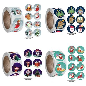 500 Adet/Rulo Etiket Çocuk Karikatür Noel Mühür Etiket Noel Etiket Etiketleri Oyuncak DIY Hediye Paketi Zarf Dekorasyon Çocuklar için