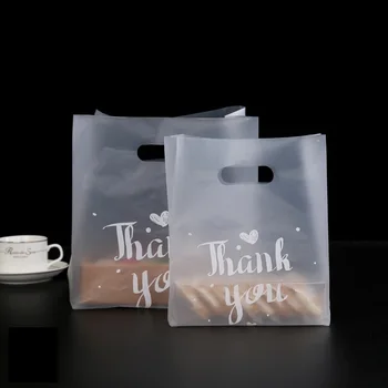 500 adet/grup Teşekkür Ederim Plastik hediye keseleri Alışveriş Ambalaj kulplu çanta Noel Partisi Düğün İyilik Misafirler İçin Dekorasyon