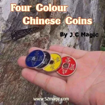 Dört Renk Çin Sikke seti-Sihirli Hileler Komik Sahne Sihirli Renk Değişimi Çin Antik Sikke Magia Aksesuarları Sahne Sihirbaz