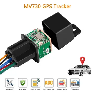 GPS İzci Motosiklet Mini Araba GPS Röle MV730 9-36V Araç İzci Titreşim Kesim Hattı Uyarısı Geo Çit Alarmı Ücretsiz APP 356GPS