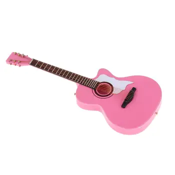Klasik Gitar Modeli Pembe Ekran Standı ile 1: 6 Ölçekli Ahşap, Yaşam Sahne