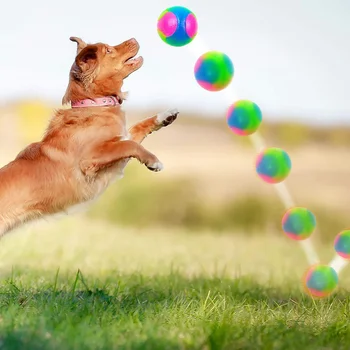 LED Flaş Köpek Oyuncak Top Renkli Kauçuk Elastik Top İnteraktif Çiğnemek Oyuncaklar Köpek Diş Temizleme Atma Eğitim Pet Malzemeleri