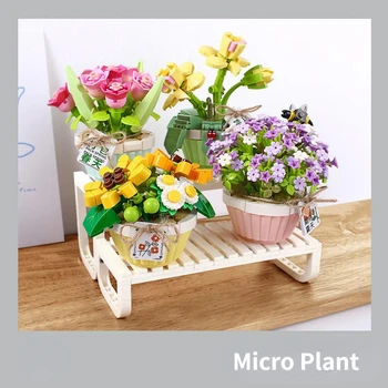 Mikro yapı taşları mikro Bitkiler çiçek masa süsleri DIY blokları model seti Buket Saksı Ev Dekorasyon noel hediyesi