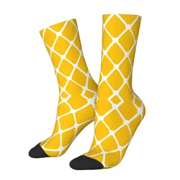 Moda erkek Çorap Harajuku Sarı Ve Beyaz Şık Net Elmas Desen Çorap Grafik kadın Çorap İlkbahar Yaz Sonbahar Kış