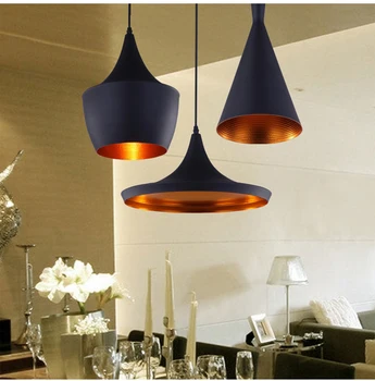 Modern kısa siyah veya beyaz alüminyum kolye ışık üç tip düz yağ ve uzun boylu restoran ve yemek odası için