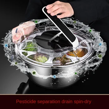 Mutfak sebze yıkama makinesi Hızlı pestisit kalıntı ayırıcı spin kurutma basın döner susuzlaştırma havzası drenaj sepeti