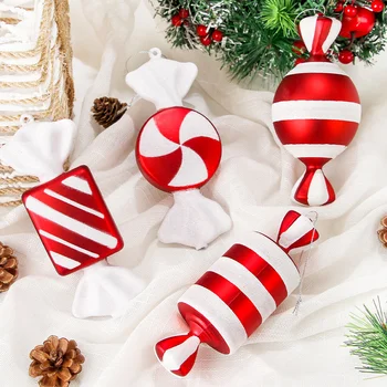 Noel Kırmızı ve Beyaz Boyalı 15CM Şeker Kolye Noel Ağacı Süsleri Noel Şeker Kolye Noel Süslemeleri Ev için