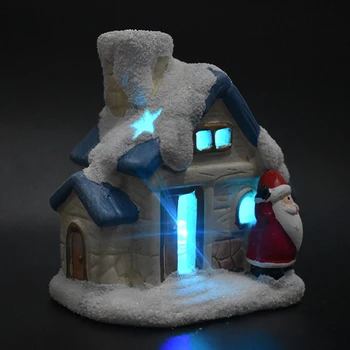 Noel Sahne Köy LED ışıklı Kar Evi yılbaşı dekoru Minyatür Süsler Kış Dekor Hediye Ücretsiz kargo