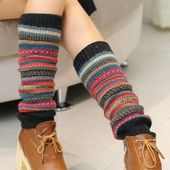 Retro Yeni Tasarım Kadınlar Kış sıcak bacak ısıtıcıları yün Örgü Yüksek Diz Çorap Boot Manşetleri Moda Kadınlar Hediye Çorapları