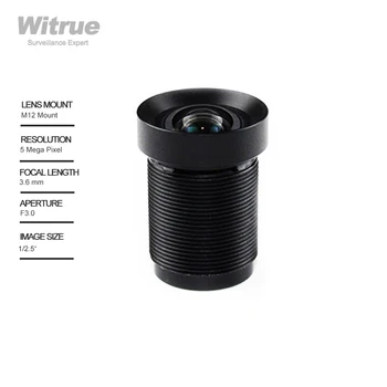 Witrue Bozulma Ücretsiz CCTV Lens M12 Dağı 5MP 3.6 mm ile 650nm IR Filtre / 1 / 2 5