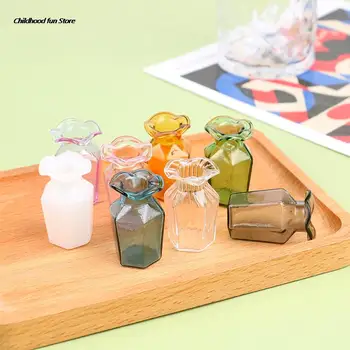 Yeni 1: 12 Evcilik Minyatür Koni Cam Vazo Gıda Oyun Sahne Modeli DIY Cam Şişe Vazo Dollhouse Çıkartmaları Oyuncak Pretend