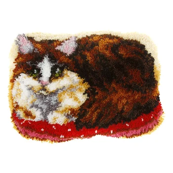mandalı kanca seti baskılı desen Kedi Halı nakış El Sanatları yetişkinler için Yaratıcı DIY Mandalı kanca kilim kitleri Hobi el sanatları