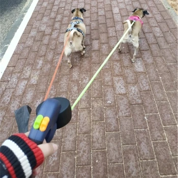 Çift Köpek Tasma Geri Çekilebilir Pet Çekiş Halatlar Otomatik Ayarlanabilir Çift evcil hayvan tasması 360 Rotasyon 2 Köpek Evcil Yürüyüş Halat ile led ışık