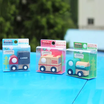 Çok desen yaratıcı oyuncaklar Mini ahşap araba modeli bebek çocuk eğitim hediye