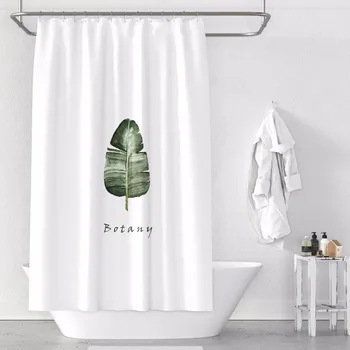 Özel Yapılmış Duş Perdesi Banyo Perdesi Bölümü 1.2/1.5/1.8/2x1. 8 m 1.5x2 m 1. 8x2 m 2x2 m 2. 4x2 m Yeşil Palmiye Yaprakları Beyaz