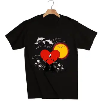 Şarkıcı UN VERANO GÜNAH TI Müzik Albümü Çift Taraflı Baskı Grafik T Shirt Unisex Hip Hop T Shirt Büyük Boy Streetwear