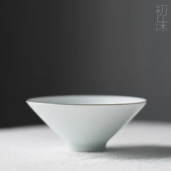 ★erken seladonlar şapka fincan örnek çay bardağı kung fu çay ustası BeiYing yeşil sır seramik mat beyaz örnek çay bardağı