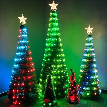 1.2 / 1.8 M RGB Değiştirilebilir led ışıklı yılbaşı ağacı Uzaktan Kumanda İle Yapay Noel Ağaçları Süsleme Merry Christmas Dekorasyon Lambası