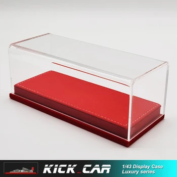 1/43 Model Araba Ekran Kutusu Kırmızı Süet Zarif Lüks El Yapımı Akrilik saklama kutusu Yüksek dereceli Deri Pazen Taban