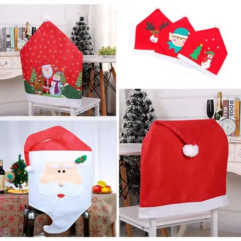 1 ADET Noel Santa Xman sandalye kılıfı Ağacı Baba Pamuk dokunmamış Masa Kırmızı Şapka Sandalye arka kapak noel ev dekorasyonu