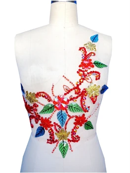 1 Adet Rhinestones dikmek Çiçek Yaprakları Dantel Aplike Kristaller Trim Yamalar Elbise DIY Aksesuarları Ücretsiz Kargo