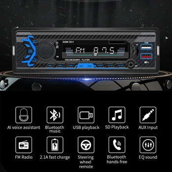 1 DİN Araba Stereo Ses Araba Bluetooth İle USB USB / SD / AUX Kart FM MP3 Çalar PC Tipi: ISO-7811
