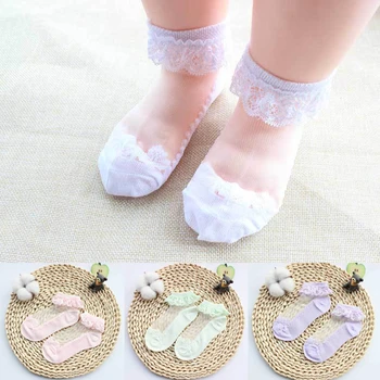 1 Pairs Yenidoğan Bebek Kız Çorap Ayak Bileği Kısa Kuşgözü Dantel Çiçek Yeni Sıcak Sevimli Dantel Çiçek Örgü Yaz Pamuk Bebek Kız Çorap