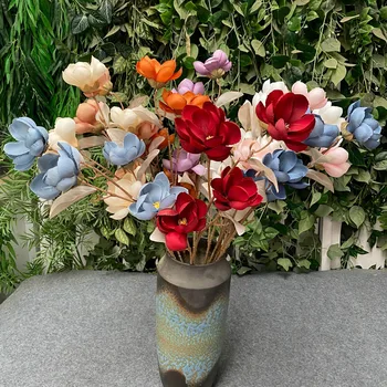 1 adet 4 kafaları manolya çiçek yapay ipek çiçek ev düğün oturma odası dekorasyon süsler çiçek düzenleme sahte çiçekler