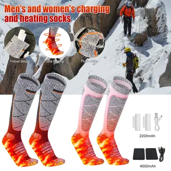1 Çift Elektrikli ısıtma Çorap Kış sıcak tutan çoraplar Elastik Termal Açık sıcak tutan çoraplar Trekking Kayak Bisiklet