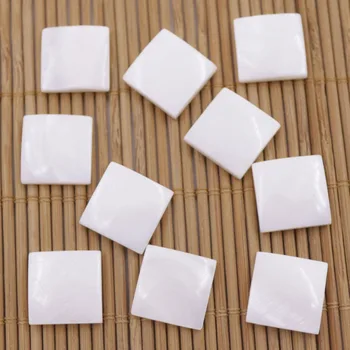 10 ADET 15mm Kare Kabuk Doğal Beyaz İnci Yüzük Takı Yapımı DIY