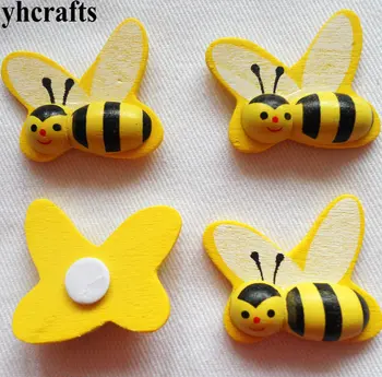 10 ADET/GRUP.3D sarı bal arısı ahşap çıkartmalar Bahar el sanatları Bahçe dekorasyon Buzdolabı çıkartmalar Microlandschaft Bitki saksı çıkartması