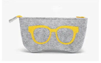 10 adet Zarif Yün Keçe Kumaş Gözlük Kılıfı Kadın Güneş Gözlüğü Kutuları Kozmetik Fermuarlı Çanta