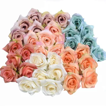10 adet / grup yapay çiçek 4cm ipek gül çiçek kafa düğün parti ev dekorasyon DIY çelenk karalama defteri craft sahte çiçek