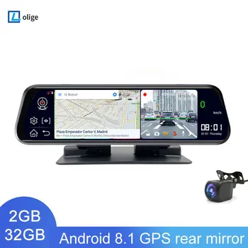 10 inç araba dvr'ı 4G Dash kamera araba kara kutusu video Kaydedici 1080p çift kamera GPS Navigasyon Dashboard dikiz aynası 24 Saat Park