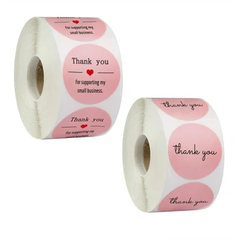 100-500 ADET Teşekkür Ederim Etiket Etiketleri Sızdırmazlık Pembe Kağıt Çıkartmalar Kırtasiye Ofis Kaynağı Dekoratif Yapışkan Scrapbooking