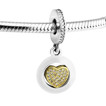 100 %925 Ayar Gümüş İmza Kalp göz alıcı boncuk Avrupa Bilezik moda takı Kadınlar DIY Yapımı için berloques kralen