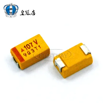 100 ADET / GRUP SMD tantal kapasitörler 35V100UF 107V 100UF 35V D7343 D tipi sarı tantal kapasitörler