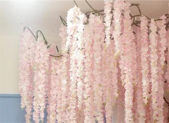 100 Adet / takım Kiraz Çiçekleri rattan Sakura kumaş Yapay çiçekler DIY Düğün bahçe dekorasyon flores parti dekor Çelenk