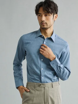 100 % Pamuk Erkek Gömlek Eğlence Tarzı Moda Düğün Damat İşadamı Günlük Rahat Giyim Slim Fit Giyim Tam Kollu Artı Boyutu