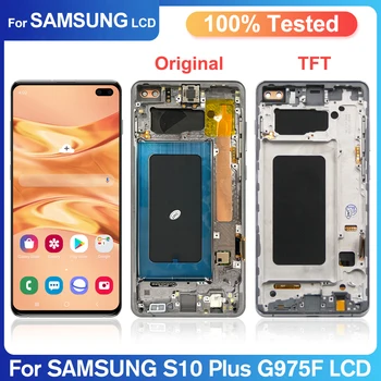 100 % Yeni Orijinal S10Plus Samsung S10 Artı Ekran S10 + İçin LCD Dokunmatik Ekran Değiştirme G975 SM-G975F / DS G975U G975W