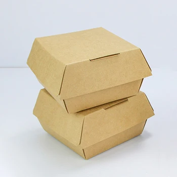 100 adet Tek Kullanımlık Kraft Kağıt Bento Kutusu Piknik Gıda Kapları Hamburger Kutusu Gıda Batı Gıda Burger yemek kabı
