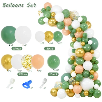 117 Adet Avokado Yeşil Beyaz Balon Garland Kemer Kiti Bebek Duş Düğün Doğum Günü Balonlar Dekorasyon Parti Dekor Balon